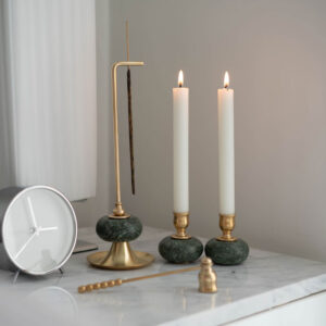 Emerald brass candlestick